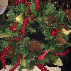 Home Interiors Pine Cone, and Counry Red Berry Door Wreath